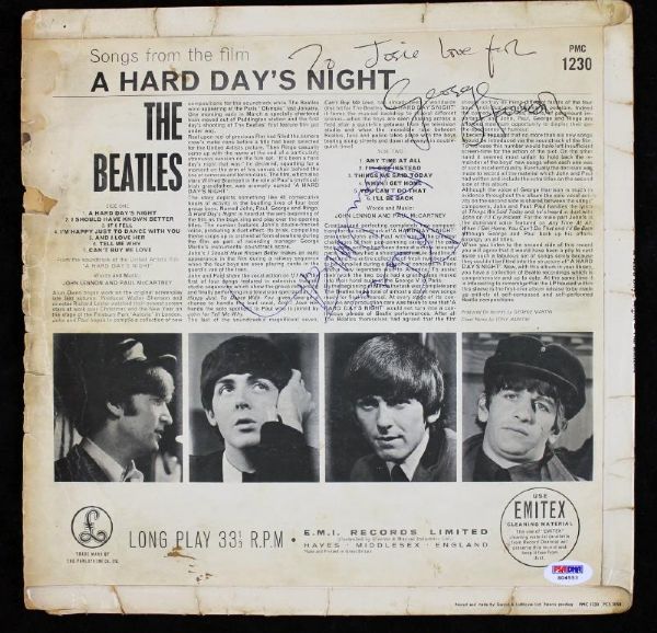 The Beatles: George Harrison & Paul McCartney Vintage Signed "A Hard Days Night" Record Album (PSA/DNA)