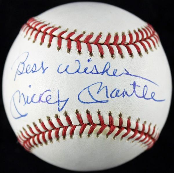 Mickey Mantle Superb Signed OAL Baseball with "Best Wishes" Inscription (PSA/DNA)