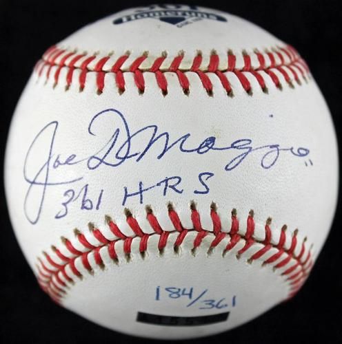 Joe DiMaggio Signed OAL Baseball with "361 HRs" Inscription (PSA/DNA)