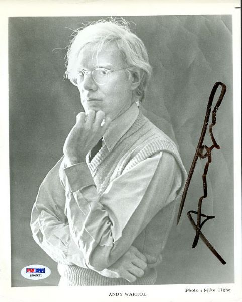 Andy Warhol Rare Signed 8" x 10" B&W Self Portrait Photo (PSA/DNA)