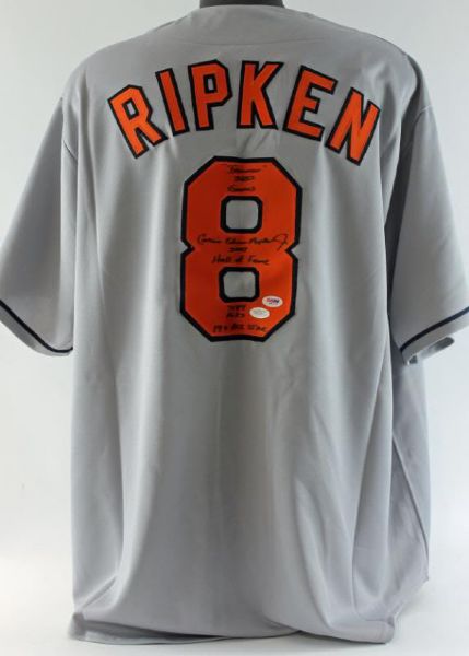 Cal Ripken Jr. Rare Signed "Stat" Jersey with "Calvin Edwin Ripken Jr." Full Name Sig! (JSA & PSA/DNA)