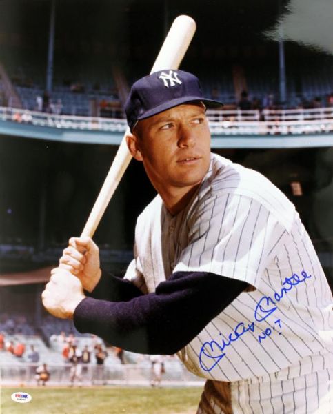Mickey Mantle Signed 16" x 20" Color Photo with "No. 7" Inscription - PSA/DNA Autograph Graded GEM MINT 10!