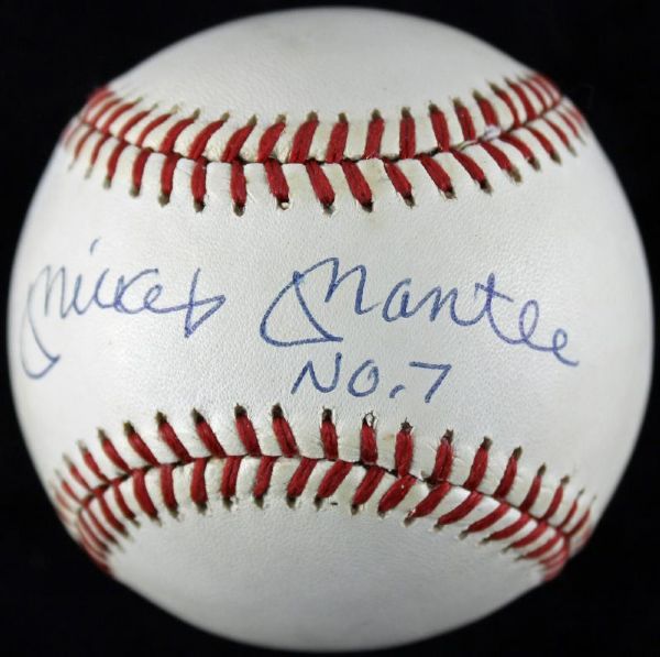 Mickey Mantle Signed OAL Baseball with "No. 7" Inscription (PSA/DNA)