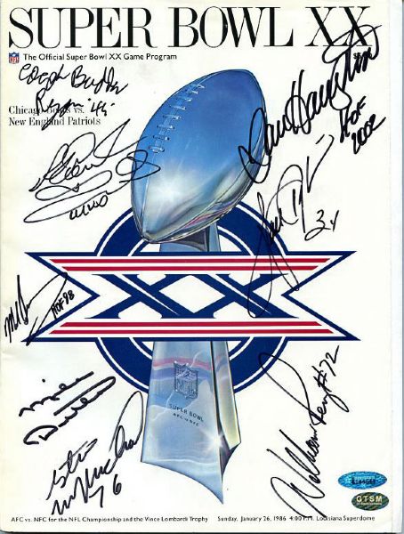 1985 Chicago Bears Team Signed Super Bowl XX Program w/Payton, Ditka, Ryan, etc. (8 Sigs)(TriStar & GTSM)