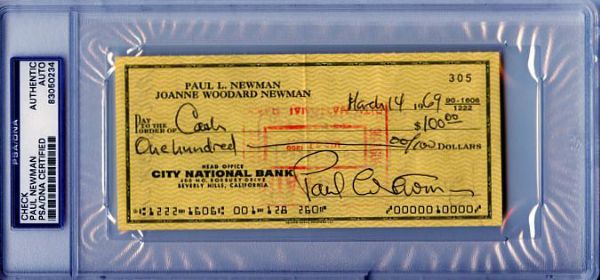 Paul Newman Signed Vintage 1969 Personal Bank Check (PSA/DNA Encapsulated)