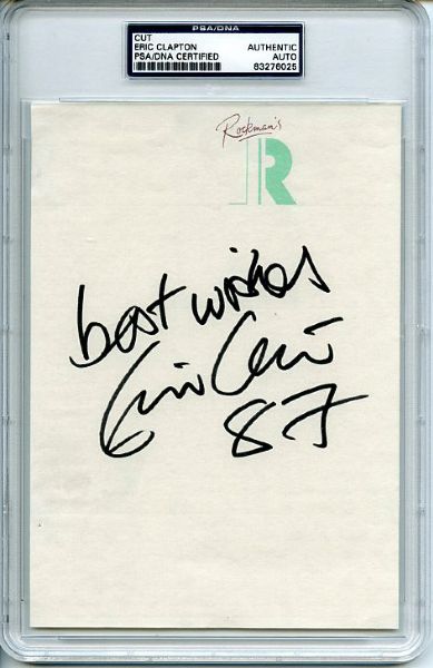 Eric Clapton Signed 5" x 8" Sheet with Rare "Best Wishes" Inscription (PSA/DNA Encapsulated)