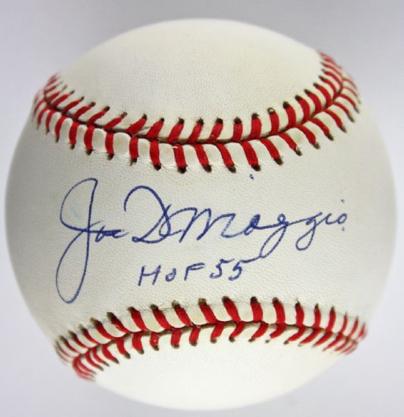 Joe DiMaggio Signed OAL Baseball with "HOF 55" Inscription (PSA/DNA)