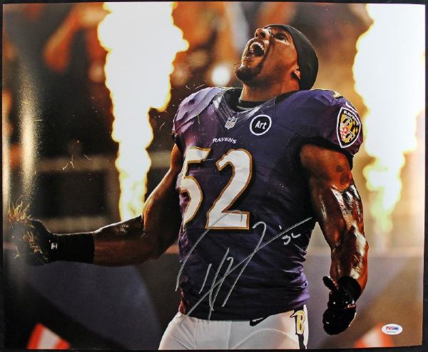 Ray Lewis Sensational Signed 16" x 20" Color Photo (PSA/DNA ITP)