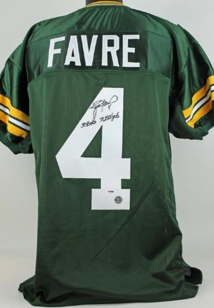 Brett Farve Signed & Inscribed "508 TDS 71,838 YDS" Packers Jersey (PSA/DNA, Farve)