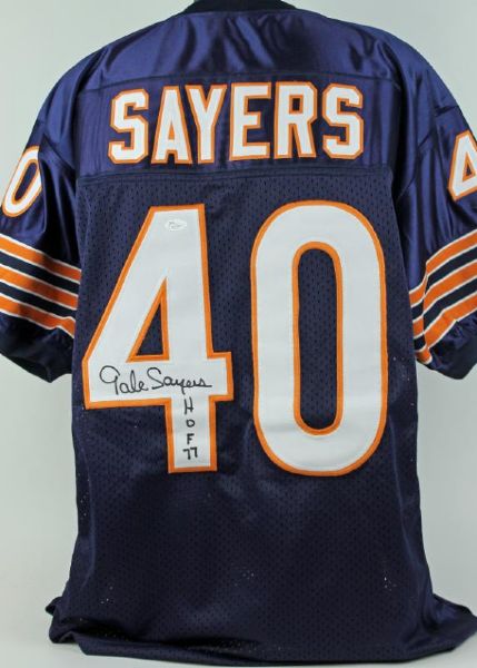Gale Sayers Signed & Inscribed "HOF 77" Pro-Style Bears Jersey (JSA)