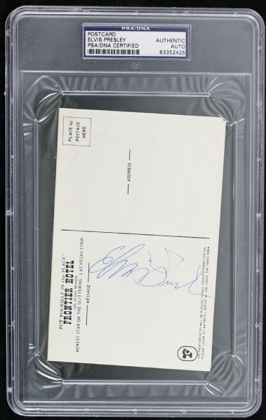 Elvis Presley Signed Encapsulated 4x6 Frontier Hotel Postcard (PSA/DNA)