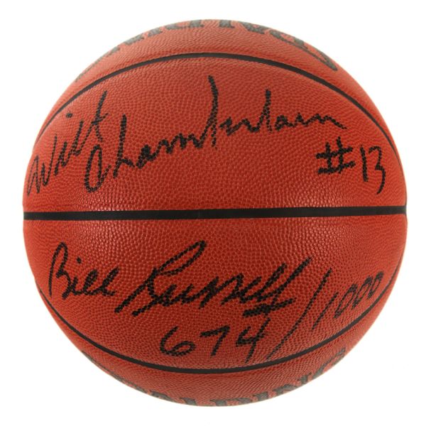 Wilt Chamberlain & Bill Russell Dual Signed NBA Leather Game Model Basketball (JSA) 