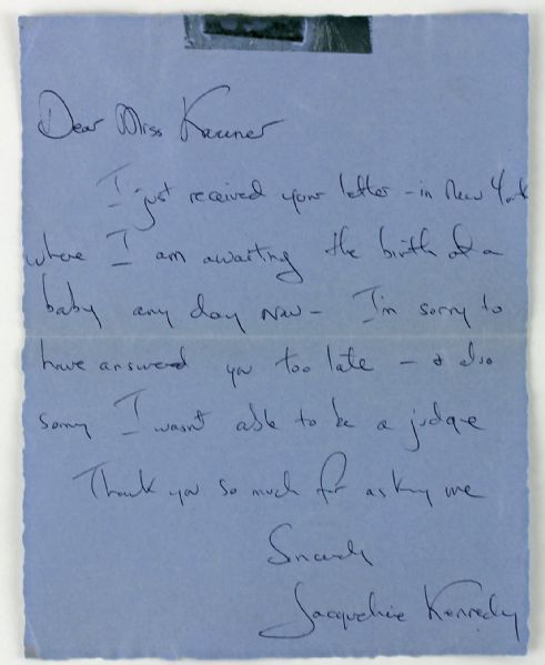 Jacqueline Kennedy Choice Handwritten & Signed Letter While Waiting to Give Birth to Caroline Kennedy! (JSA)