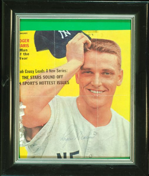 Roger Maris Signed Vintage Sport Magazine Cover in Framed Display (PSA/DNA)