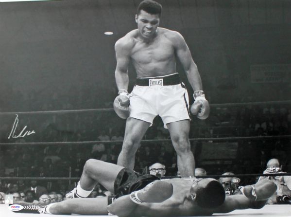 Muhammad Ali Large & Impressive 16" x 20" B&W Photo featuring Liston KO (Ali & PSA/DNA)