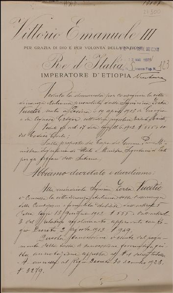 Benito Mussolini & Vittorio Emanuele III Dual Signed Italian Document c.1927 (PSA/DNA)