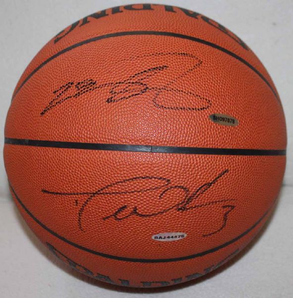 Ultra Rare Michael Jordan, LeBron James & Dwyane Wade Signed Spalding NBA Leather Game Model Basketball (UDA)
