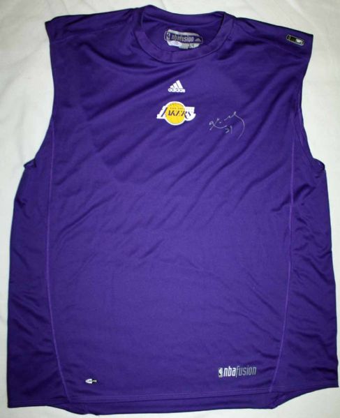 2009-10 Kobe Bryant Personally Worn Lakers Warm Up Shirt (DC Sports)