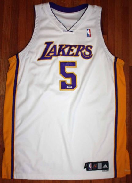 2006-07 Jordan Farmar Signed L.A. Lakers Game Worn Basketball Jersey (PSA/DNA & Grey Flannel)