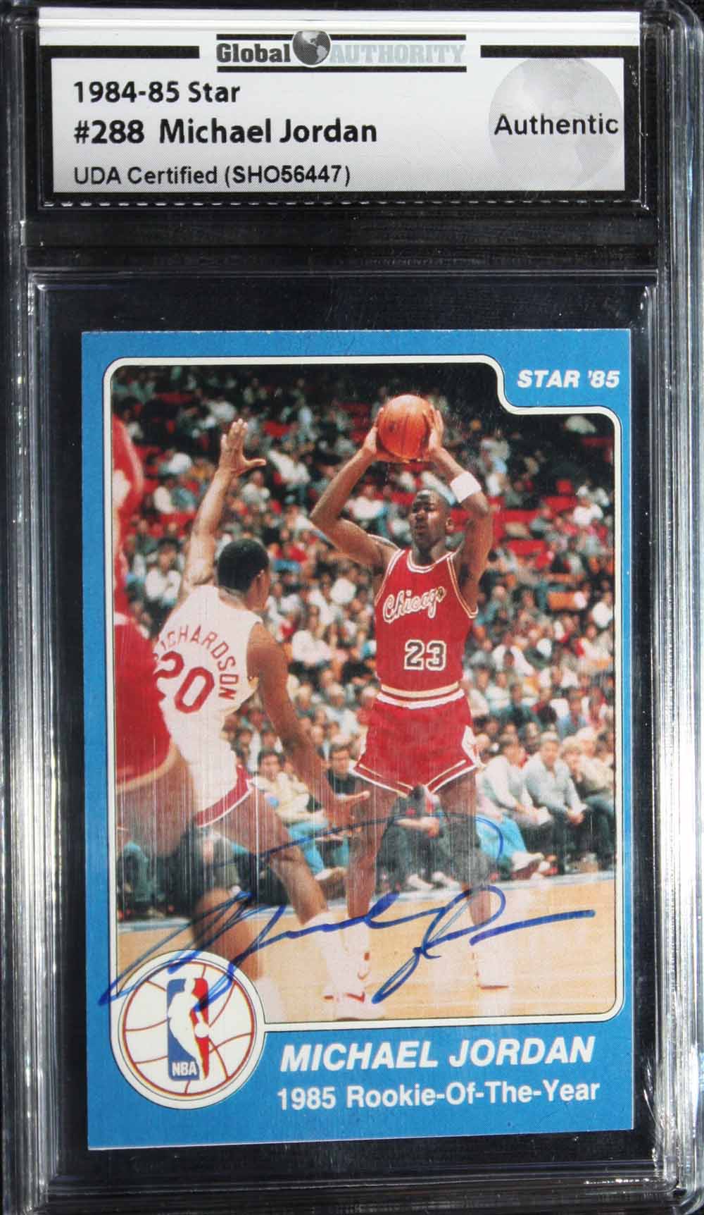 Lot Detail - Michael Jordan RARE Signed 1984-85 Star Card #288 (UDA)