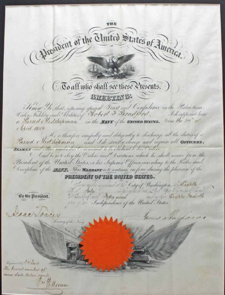 President James Buchanan Signed Ornate Naval Commission (PSA/DNA)