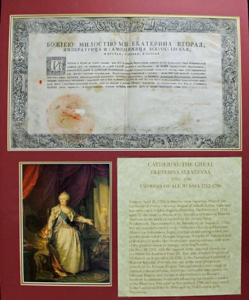 Catherine The Great Impressive Signed Royal Commission (1772)(PSA/DNA)