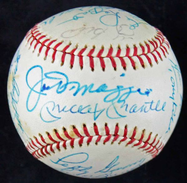 Yankee Legends Signed ONL Baseball with Mantle, Maris, DiMaggio, Gomez, etc. (22 Sigs)(PSA/DNA)