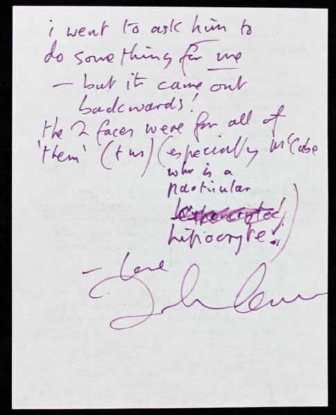 The Beatles: John Lennon Rare Handwritten Letter with Intriguing Content c.1978 (Epperson/REAL)