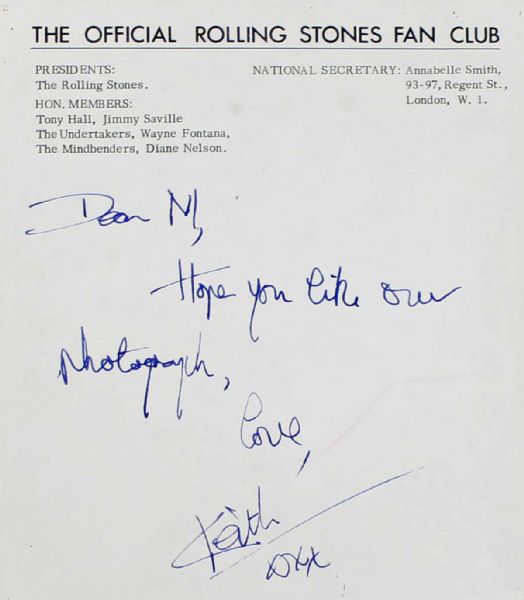 The Rolling Stones: Keith Richards Vintage Handwritten & Signed Letter on Stones Fan Club Letterhead! (Epperson/REAL)