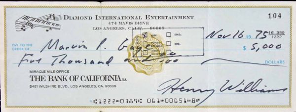 Marvin Gaye Endorsed Signed Bank Check from 1975 (Epperson/REAL)