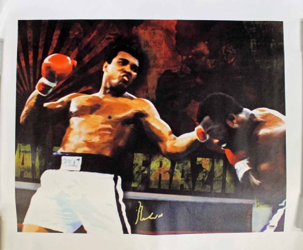 Gem Mint 10 Muhammad Ali Signed 24" x 36" Color Canvas Art Print f. Ali vs. Frazier (PSA/DNA)