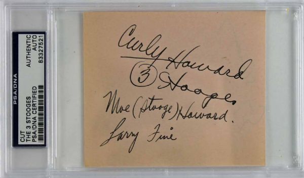 The Three Stooges Exceptional Signed Album Page with Full Name Autographs (PSA/DNA Encapsulated)