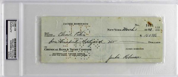 Jackie Robinson Signed Early Vintage Bank Check w/Rare "Jackie Robinson" Account Name (PSA/DNA Encapsulated)