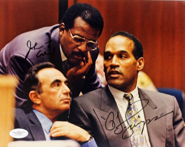 O.J. Simpson & Johnnie Cochran Dual Signed 8" x 10" Color Photo from Murder Trial (JSA)