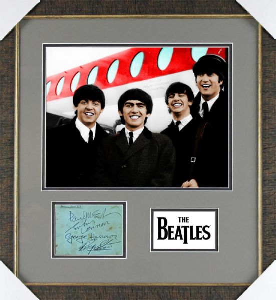 The Beatles Vintage Group Signed Album Page in Custom Framed Display (Epperson/REAL)