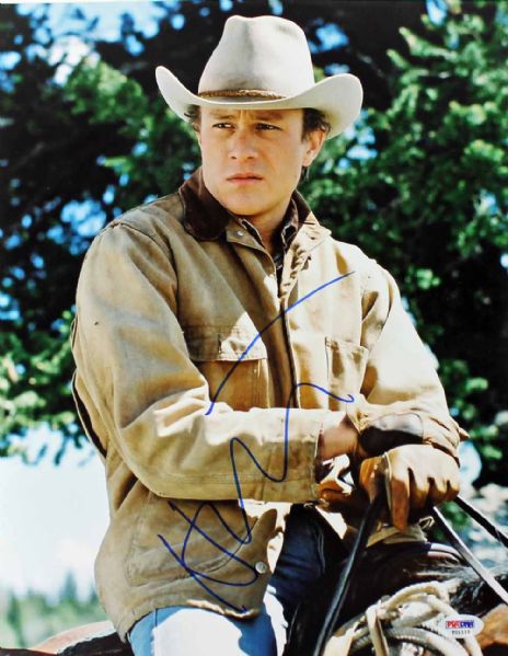 Heath Ledger Rare Signed 11" x 14" Color Photo from "Brokeback Mountain" (PSA/DNA)
