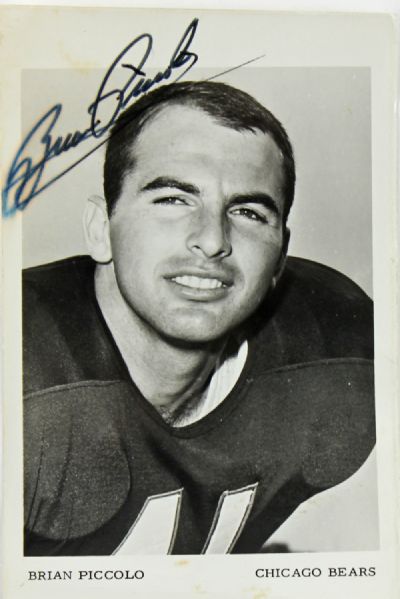Brian Piccolo RARE Signed Chicago Bears Team Issued 4" x 5" B&W Photograph (JSA)