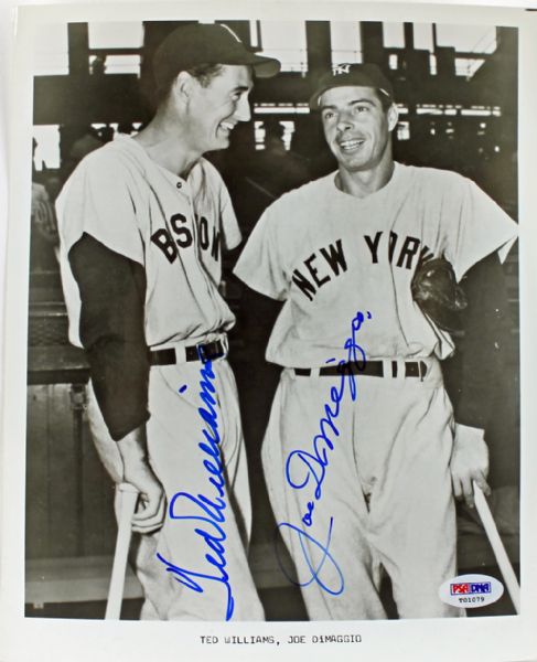 Joe DiMaggio & Ted Williams Dual Signed 8" x 10" B&W Photo (PSA/DNA)