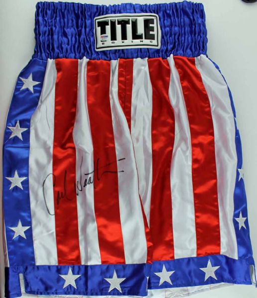 Rocky: Carl Weathers Signed Apollo Creed Style Boxing Trunks (PSA/DNA)