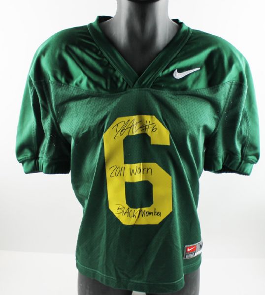 DeAnthony Thomas Signed & Practice Worn Oregon Ducks Jersey with "2011 Worn" Inscription