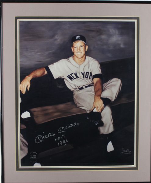 Mickey Mantle Signed Official 16" x 20" Gallo Photograph w/"No. 7 - 1956" Inscription - PSA/DNA GEM MINT 10!