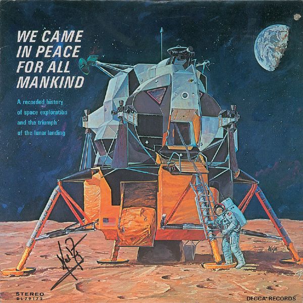 Apollo 11: Neil Armstrong Signed Vintage "We Came In Peace for All Mankind" Record Album (JSA)