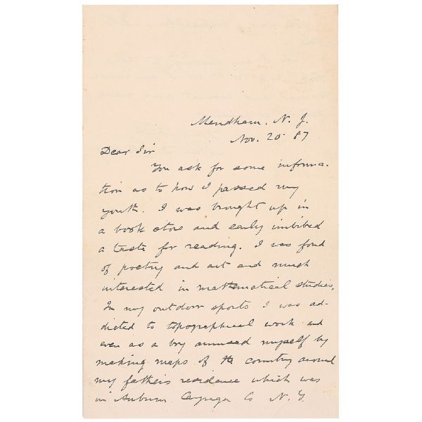 Abner Doubleday (Baseball) Interesting Handwritten Signed Letter with Good Content RE: Childhood (PSA/DNA)