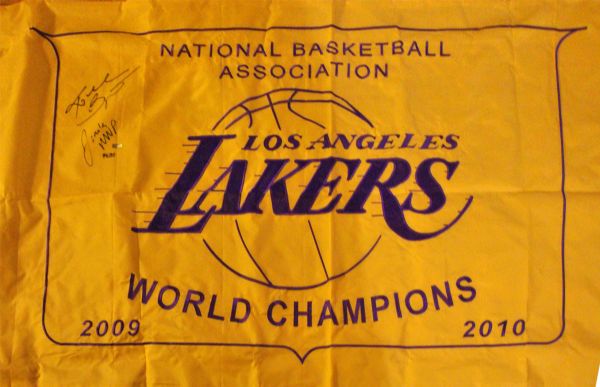 Kobe Bryant Signed 36" x 60" 2009-10 Lakers Championship Banner w/"Finals MVP" Inscription (Panini COA)
