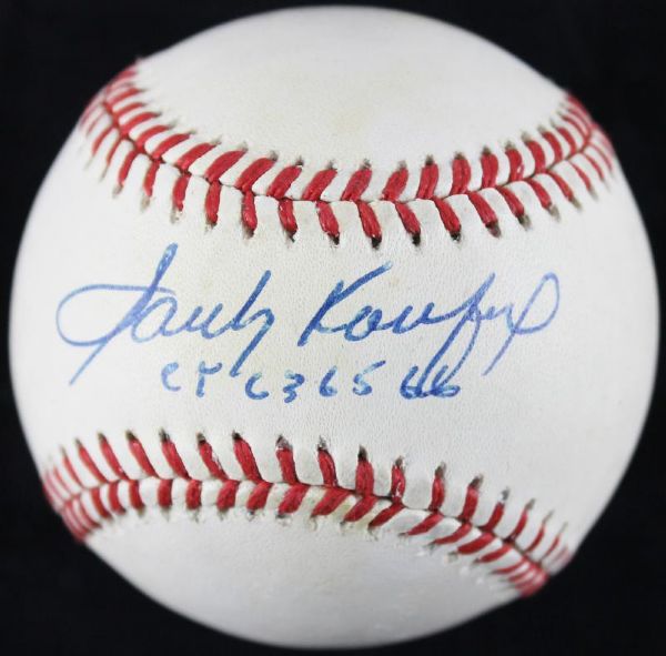 Sandy Koufax Signed OML Baseball with "CY 63, 65, 66" Inscription (PSA/DNA)