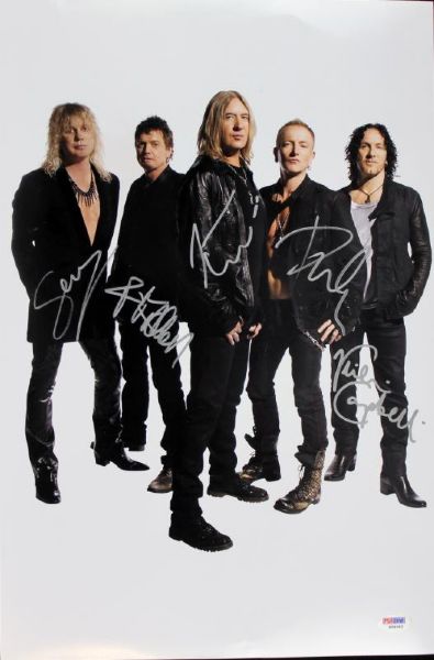 Def Leppard Group Signed 11" x 14" Color Photo (5 Sigs)(PSA/DNA)