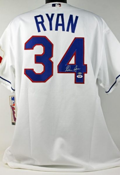 Nolan Ryan Signed Texas Rangers Pro Style Jersey (Ryan Holo & PSA/DNA)