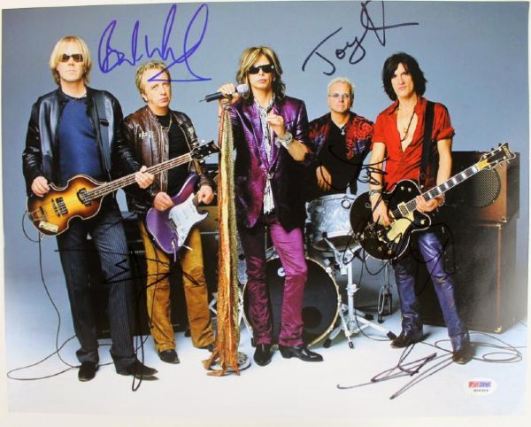 Aerosmith Group Signed 11" x 14" Color Photograph (5 Sigs)(PSA/DNA)