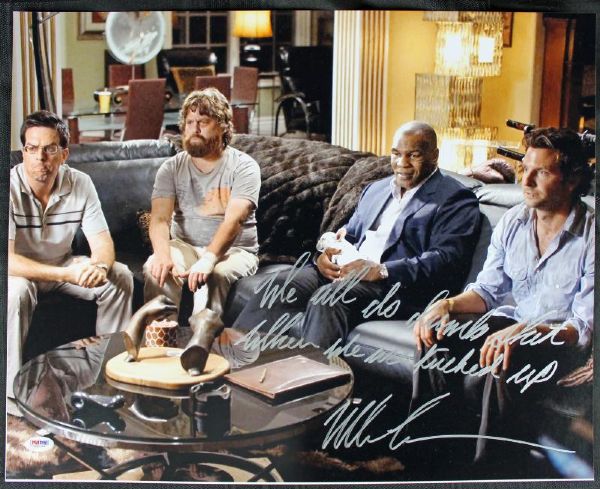 Mike Tyson Signed "Hangover" 16x20 Photo with "We All Do Dumb S**t When We are F**ked Up" Inscription (PSA/DNA)