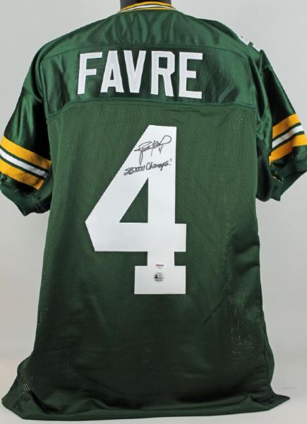Brett Favre Signed Packers Jersey with "SB XXXI Champs" Inscription (Favre Holo & PSA/DNA)